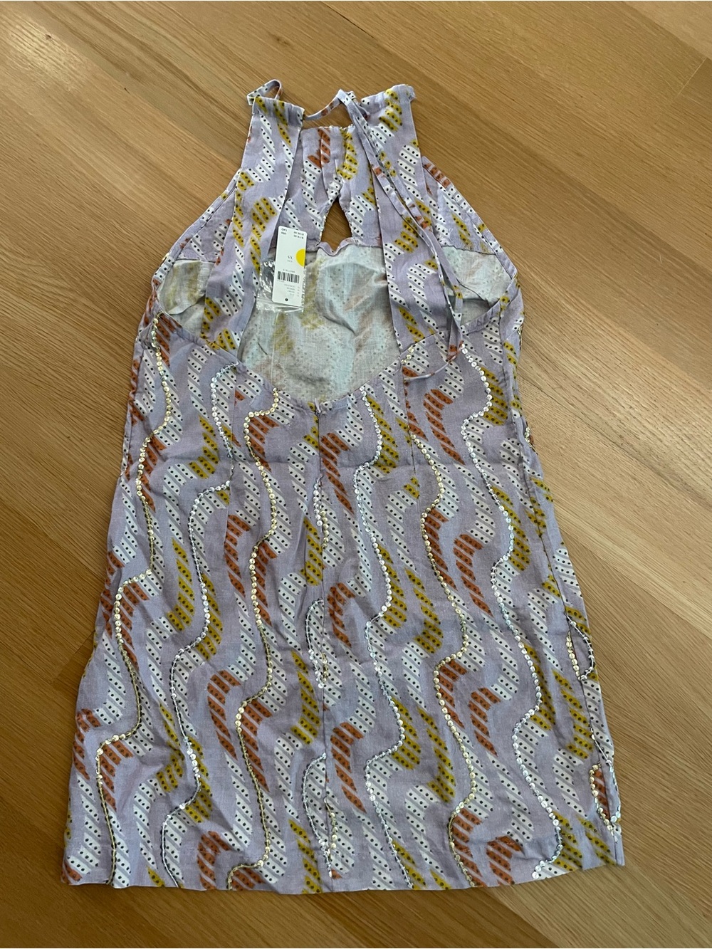 Anthropologie Celandine Linen Blend Halter Sequin Mini Dress Coverup size XS NWT - Picture 6 of 7